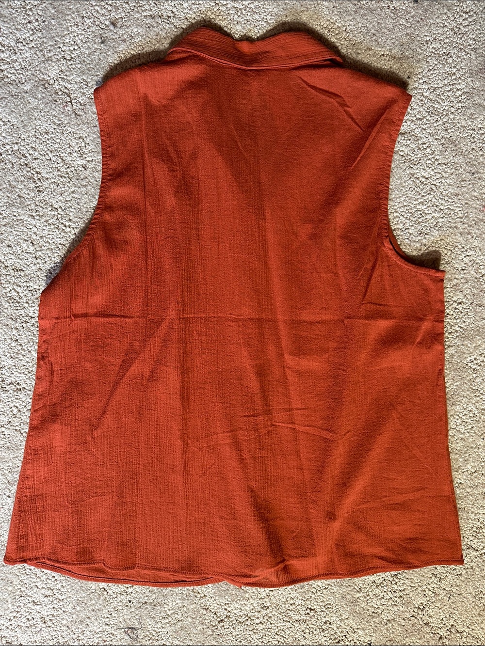 Market & Spruce Rust Sleeveless Eyelet Yoke Button-Front Top - Picture 4 of 4